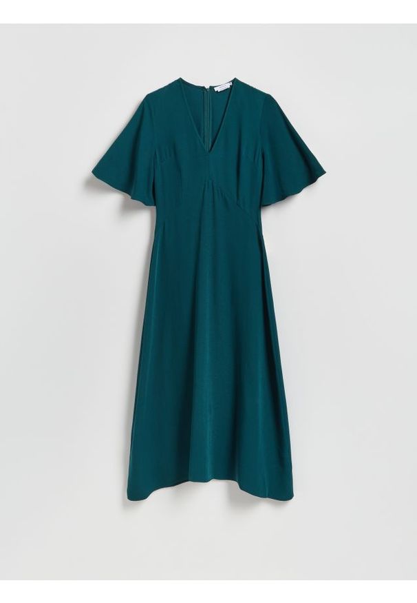 Reserved - Sukienka z lyocellem - niebieski. Kolor: niebieski. Materiał: tkanina