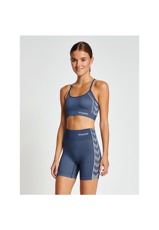 Damski biustonosz sportowy Hummel MT Blaze. Kolor: niebieski. Sport: joga i pilates