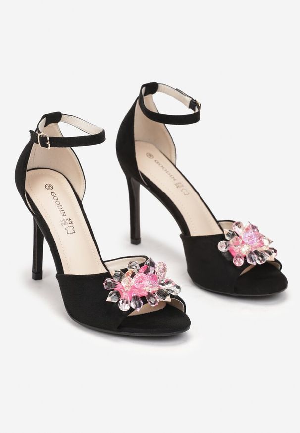 Renee - Czarne Sandały na Szpilce ze Skórzaną Wkładką Onare. Zapięcie: sprzączka. Kolor: czarny. Materiał: skóra. Obcas: na szpilce