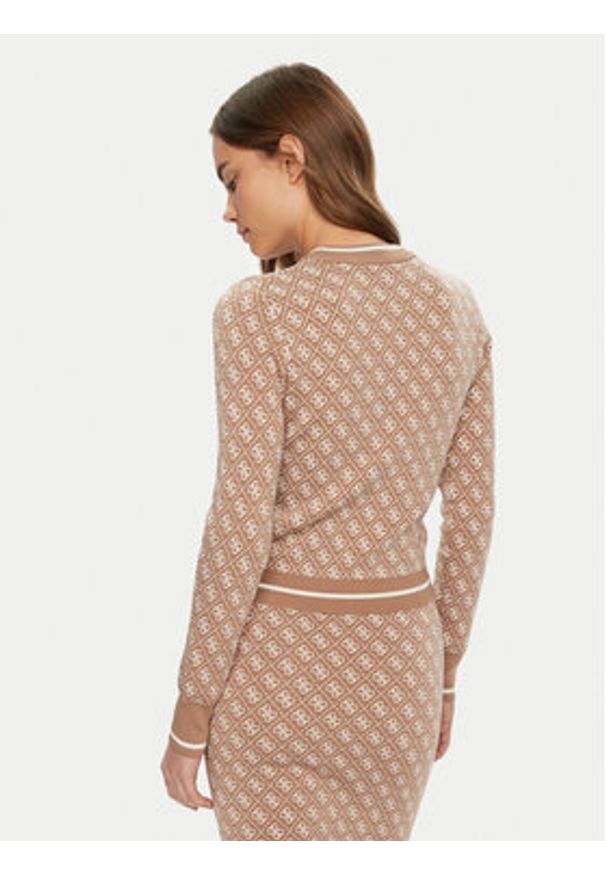 Guess Sweter W4BR21 Z37K0 Beżowy Regular Fit. Kolor: beżowy. Materiał: wiskoza