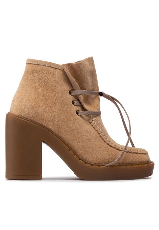 Simple Trzewiki SL-34-02-000074 Beżowy. Kolor: beżowy. Materiał: skóra, zamsz