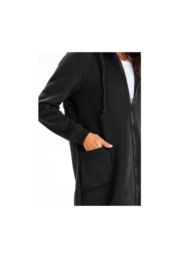 Infinite You - Długa bluza damska z kapturem i kieszeniami czarna. Okazja: na co dzień. Typ kołnierza: kaptur. Kolor: czarny. Materiał: bawełna. Długość: długie. Styl: casual