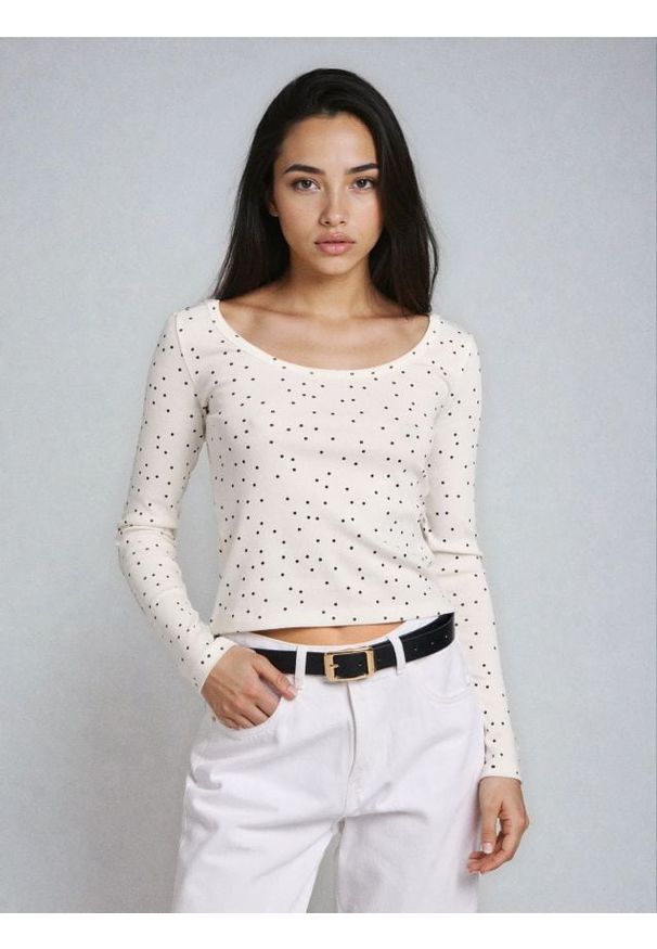 Sinsay - Bawełniana bluzka z długim rękawem - wielobarwny. Materiał: bawełna. Długość rękawa: długi rękaw. Długość: długie