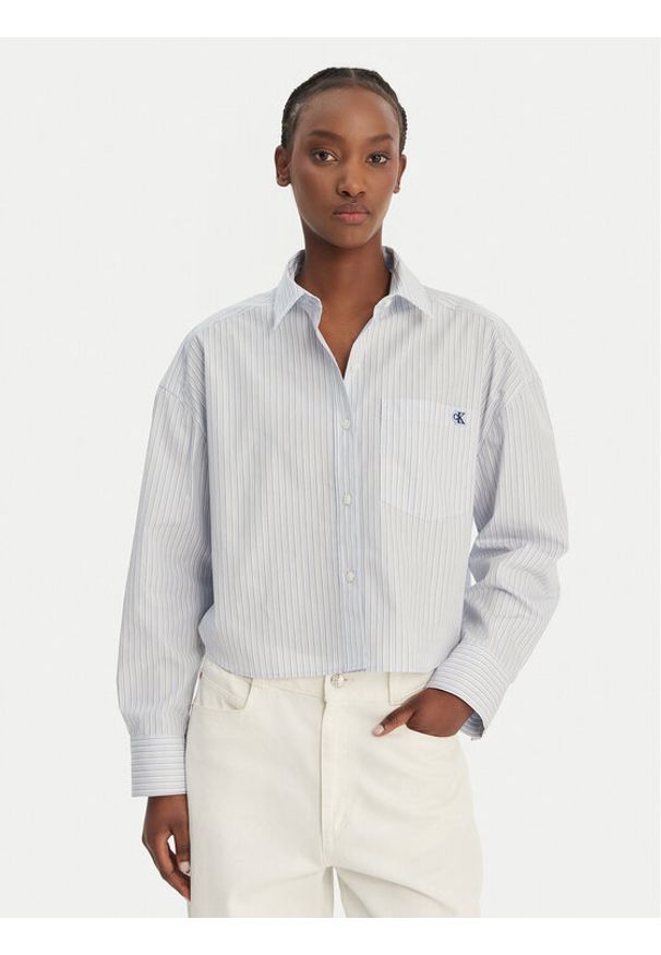 Calvin Klein Jeans Koszula LV047F105G Błękitny Relaxed Fit. Kolor: niebieski. Materiał: bawełna