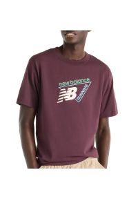 Koszulka męska New Balance Classic Tri-Logo MT61N1YVYLR - bordowa. Kolor: czerwony. Materiał: bawełna. Długość rękawa: krótki rękaw. Długość: krótkie. Wzór: aplikacja #1
