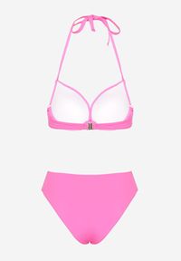 Renee - Fuksjowe Bikini Majtki Figi i Biustonosz Ozdobione Wiązaniem Saniorie. Kolor: różowy. Wzór: aplikacja #4