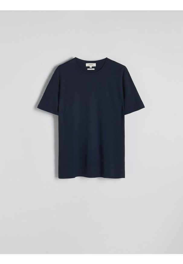 Reserved - T-shirt regular fit z modalem - granatowy. Kolor: niebieski. Materiał: bawełna