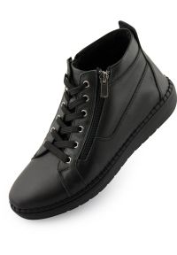 ENELL - Eleganckie skórzane sneakersy dla kobiet Nell 7026 czarne - rozmiar 39. Kolor: czarny. Materiał: syntetyk, skóra
