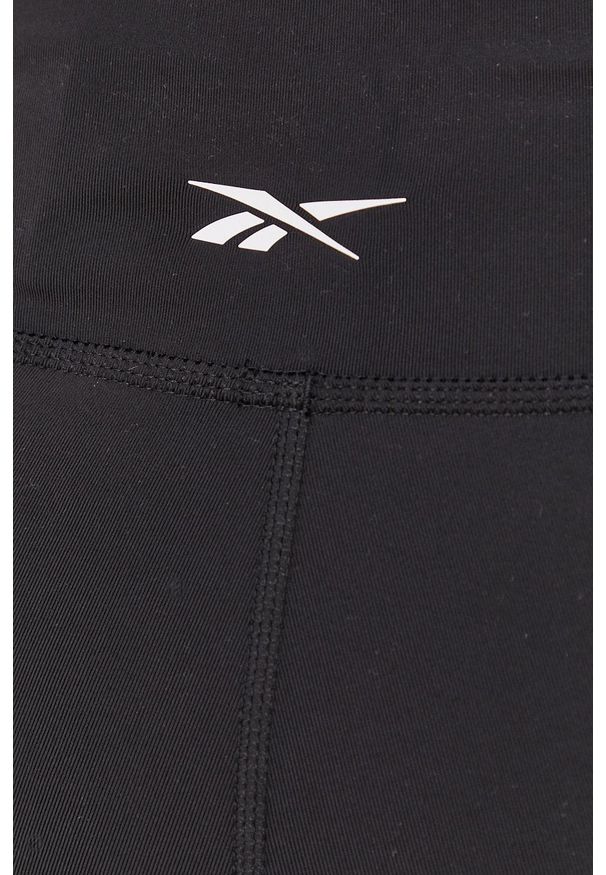 Reebok - Legginsy. Stan: podwyższony. Kolor: czarny. Materiał: skóra