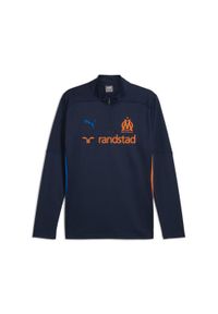 Puma - Męska bluza treningowa Olympique Marsylia z zamkiem 1/4 PUMA. Kolor: żółty, pomarańczowy, wielokolorowy, niebieski. Sport: fitness