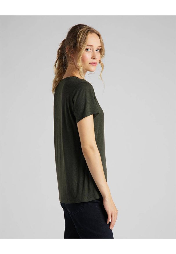 Lee - LEE V NECK TEE DAMSKI T-SHIRT SERPICO GREEN L41JENOJ 112109015