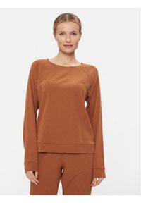 Calvin Klein Underwear Koszulka piżamowa 000QS7003E Brązowy Regular Fit. Kolor: brązowy. Materiał: bawełna