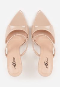 Renee - Beżowe Eleganckie Klapki na Szpilce z Noskiem w Szpic i Dwoma Paseczkami Sarrelle. Kolor: beżowy. Obcas: na szpilce. Styl: elegancki. Wysokość obcasa: średni #6