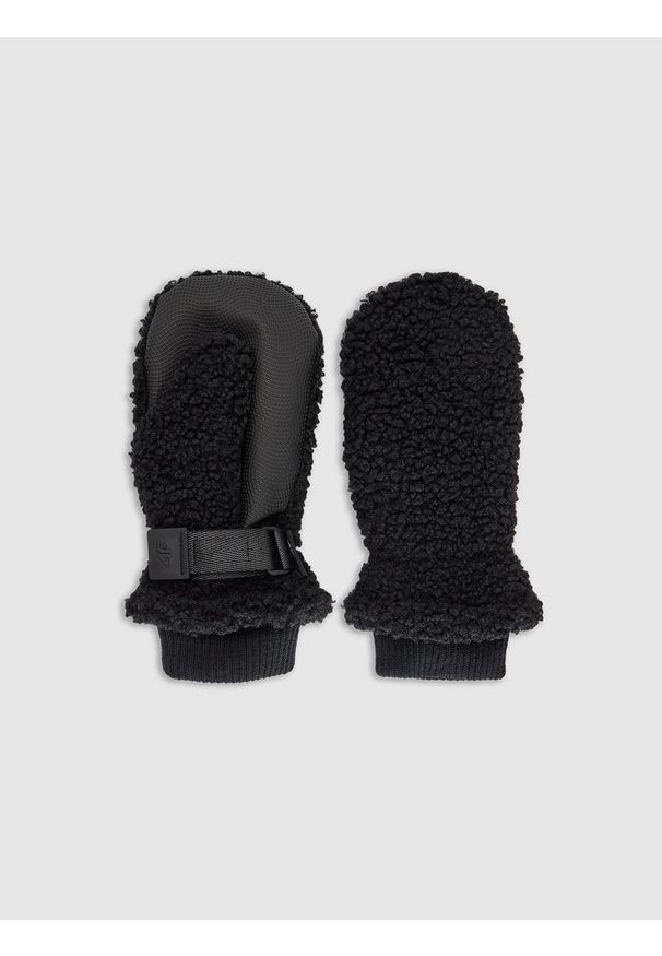 4f - 4F Rękawiczki z jednym palcem dziecięce - czarne L/XL. Kolor: czarny. Materiał: syntetyk, materiał. Sezon: zima. Styl: casual, elegancki