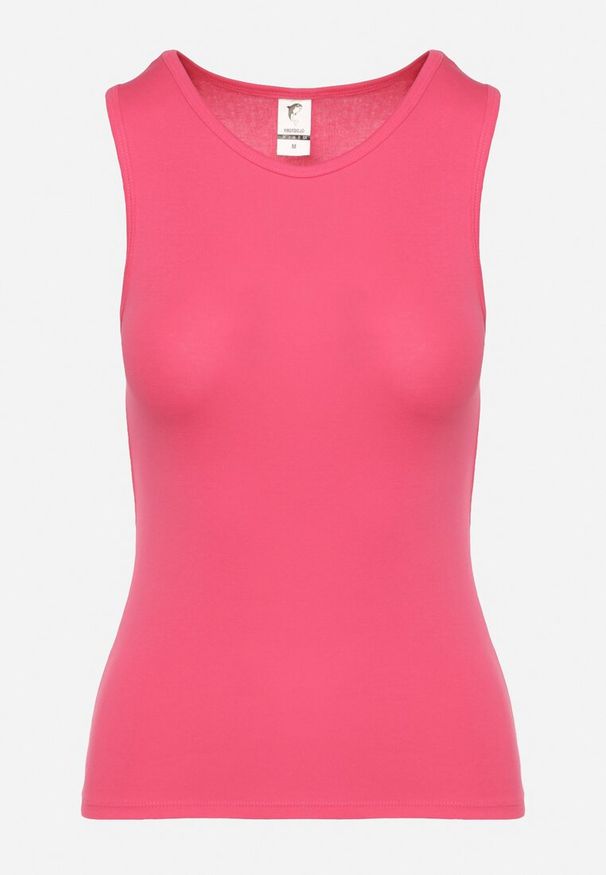 Born2be - Różowy Tank Top w Stylu Basic Liserisea. Okazja: na imprezę, na co dzień. Kolor: różowy. Materiał: jeans. Długość rękawa: na ramiączkach. Styl: casual, elegancki