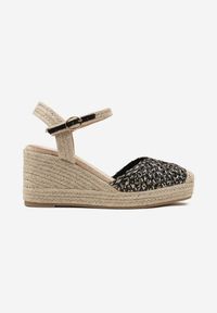 Born2be - Czarne Sandały Espadryle na Koturnie z Jutową Plecionką Tagira. Nosek buta: okrągły. Zapięcie: sprzączka. Kolor: czarny. Materiał: materiał. Sezon: lato. Obcas: na koturnie. Styl: klasyczny. Wysokość obcasa: średni