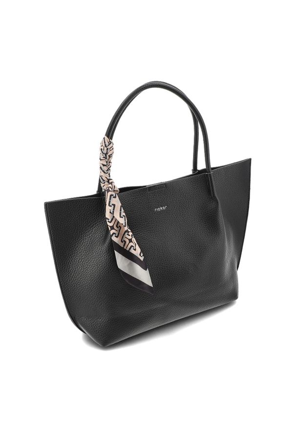 Torebka plus kosmetyczka damska Rieker, ze skóry ekologicznej o klasycznej formie z podwójnymi uchwytami i odpinanym paskiem praktyczna na co dzień i. Kolor: czarny. Materiał: skórzane. Styl: casual, klasyczny. Rodzaj torebki: na ramię