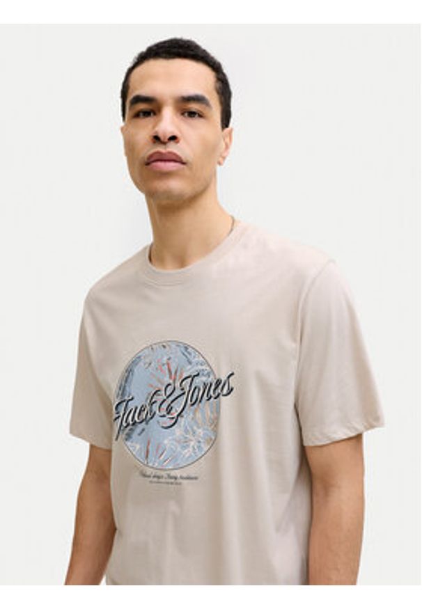 Jack & Jones T-Shirt Honolulu 12288088 Beżowy Regular Fit. Kolor: beżowy. Materiał: bawełna