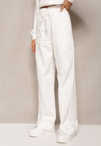 Renee - Białe Szerokie Spodnie Dresowe z Elastycznej Bawełny Niarti. Kolor: biały. Materiał: bawełna, dresówka #4