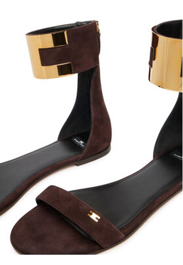 Elisabetta Franchi Sandały SA-88L-62E2-V540 Brązowy ciemny. Kolor: brązowy. Materiał: skóra, zamsz