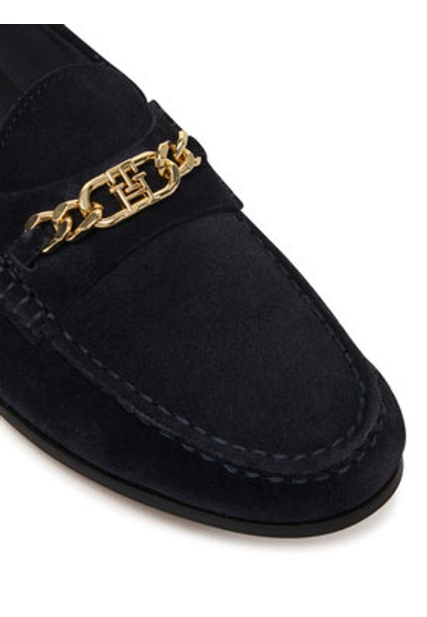 TOMMY HILFIGER - Tommy Hilfiger Mokasyny Th Chain Suede Loafer FW0FW09327 Granatowy. Kolor: niebieski. Materiał: skóra, zamsz