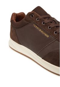 TOMMY HILFIGER - Tommy Hilfiger Sneakersy Dressy Runner FM0FM05910 Brązowy. Kolor: brązowy. Materiał: skóra #2