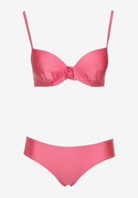 Born2be - Różowe Dwuczęściowe Bikini Biustonosz z Aplikacją Majtki Typu Figi Vikrria. Kolor: różowy. Wzór: aplikacja #5
