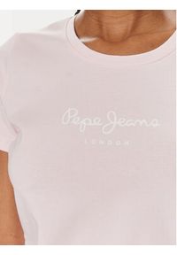 Pepe Jeans T-Shirt New Virginia Ss N PL505202 Różowy Slim Fit. Kolor: różowy. Materiał: bawełna