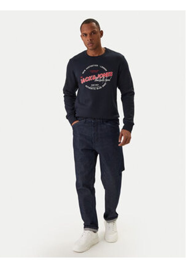 Jack & Jones Bluza Logo 12288925 Granatowy Regular Fit. Kolor: niebieski. Materiał: syntetyk