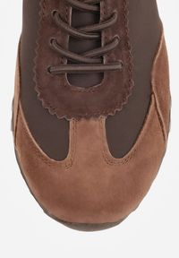 Renee - Brązowe Sneakersy ze Skórzaną Wkładką Ozdobione Metaliczną Aplikacją Tidina. Zapięcie: sznurówki. Kolor: brązowy. Materiał: skóra. Wzór: aplikacja. Sezon: wiosna #8