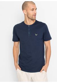 bonprix - Koszulki z dekoltem henley (3 szt.) z czystej bawełny organicznej. Typ kołnierza: typu henley. Kolor: zielony. Materiał: bawełna. Długość rękawa: krótki rękaw. Długość: krótkie. Wzór: haft, nadruk #1