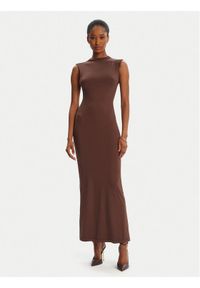 BARDOT Sukienka koktajlowa Veneda High Neck 59948DB Brązowy Slim Fit. Kolor: brązowy. Materiał: syntetyk. Styl: wizytowy
