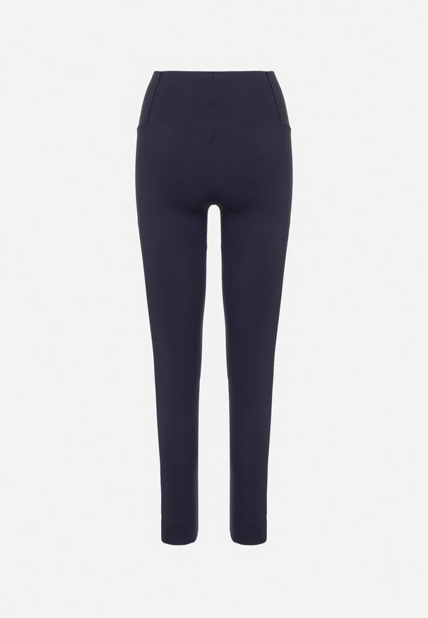Born2be - Granatowe Klasyczne Legginsy z Wysokim Stanem Melio. Stan: podwyższony. Kolor: niebieski. Materiał: tkanina. Styl: klasyczny