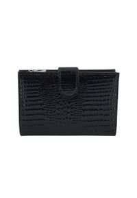 Barberini's - Portfel skórzany damski lakierowany na zatrzask - Czarny. Kolor: czarny. Materiał: skóra, lakier #1