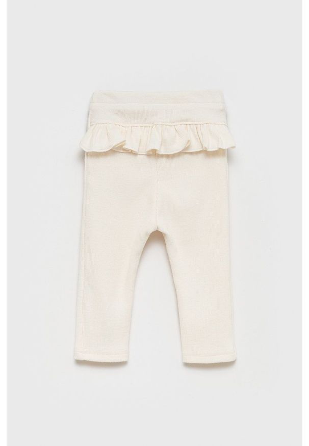 Jamiks legginsy dziecięce kolor beżowy gładkie. Kolor: beżowy. Materiał: dzianina. Wzór: gładki