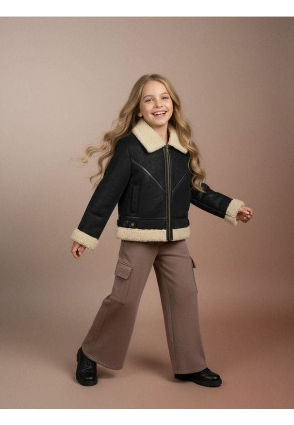 Sinsay - Kurtka pilotka z kożuchem - brązowy. Kolor: brązowy