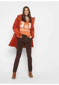 bonprix - Spodnie sztruksowe ze stretchem o kroju slim fit. Kolor: brązowy. Materiał: sztruks #3