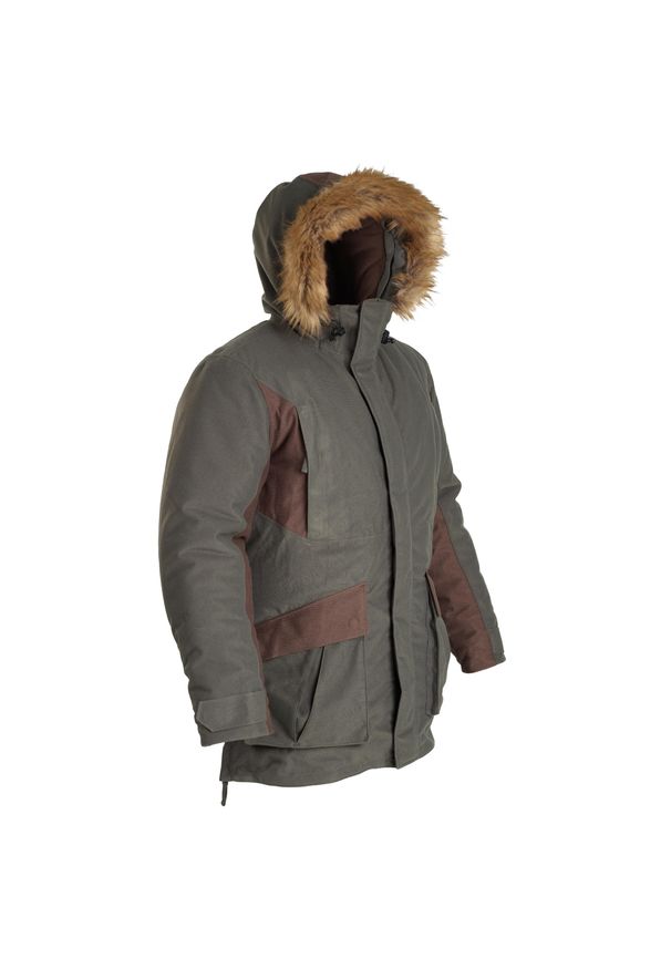 SOLOGNAC - Kurtka myśliwska wodoodporna Warm -20°C 100. Kolor: zielony. Materiał: materiał. Sport: outdoor, turystyka piesza