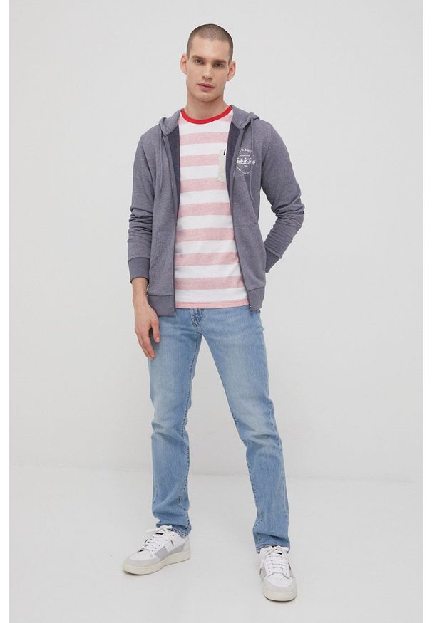 Jack & Jones bluza męska z kapturem melanżowa. Okazja: na co dzień. Typ kołnierza: kaptur. Kolor: niebieski. Wzór: melanż. Styl: casual