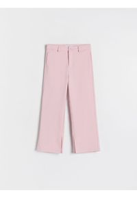 Reserved - Spodnie z rozcięciami - brudny róż. Kolor: różowy. Materiał: tkanina, wiskoza. Wzór: gładki