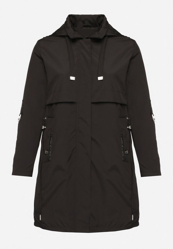 Born2be - Czarna Kurtka Parka Taliowana Ohlina. Kolekcja: plus size. Kolor: czarny. Styl: elegancki