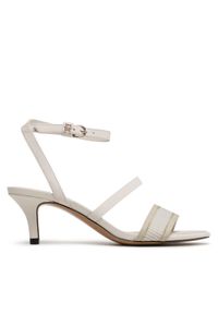 TOMMY HILFIGER - Tommy Hilfiger Sandały Th Webbing Mid Heel Sandal FW0FW07276 Biały. Kolor: biały. Materiał: materiał