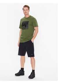 Jack Wolfskin T-Shirt Brand 1809021 Zielony Regular Fit. Kolor: zielony. Materiał: bawełna