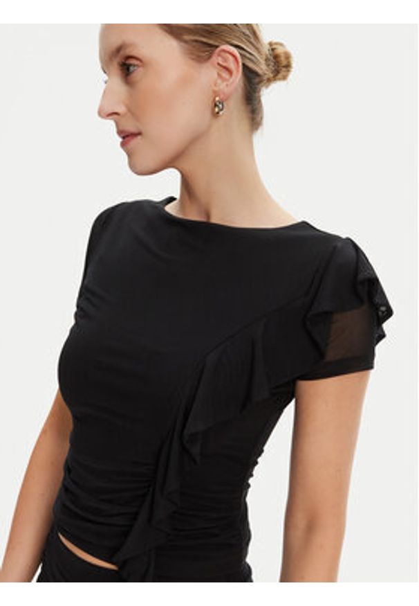 Guess Bluzka W5YP08 KCZC2 Czarny Regular Fit. Kolor: czarny. Materiał: syntetyk