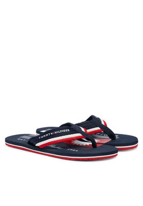 TOMMY HILFIGER - Tommy Hilfiger Japonki Patch Hilfiger Beach Sandal FM0FM05903 Granatowy. Kolor: niebieski. Materiał: materiał