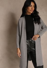 Renee - Szary Niezapinany Casualowy Kardigan Felltusa. Okazja: na co dzień. Kolor: szary. Materiał: jeans. Styl: casual #1