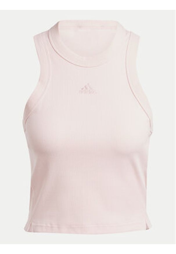 Adidas - adidas Top Lounge IY6735 Różowy Slim Fit. Kolor: różowy. Materiał: bawełna, wiskoza