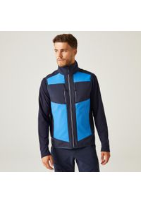 Regatta - Kamizelka robocza softshellowa unisex E-Volve. Kolor: niebieski. Materiał: softshell. Długość rękawa: bez rękawów. Sport: turystyka piesza