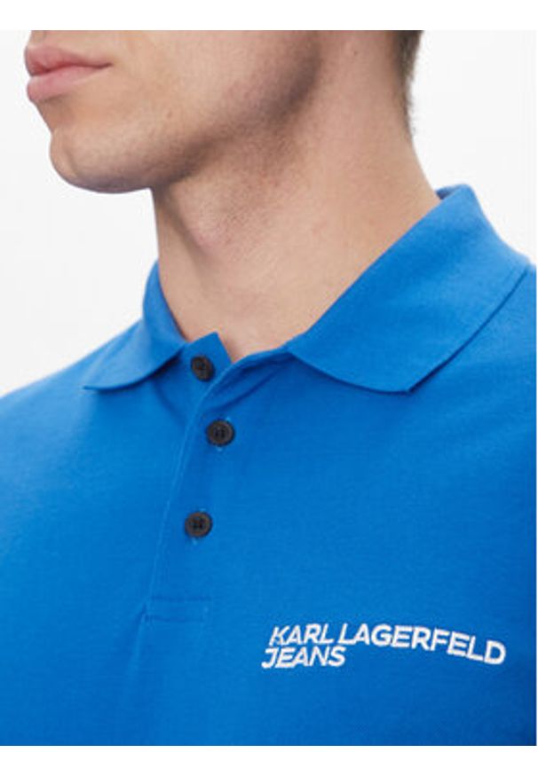 Karl Lagerfeld Jeans Polo A2M17094 Niebieski Regular Fit. Typ kołnierza: polo. Kolor: niebieski. Materiał: bawełna