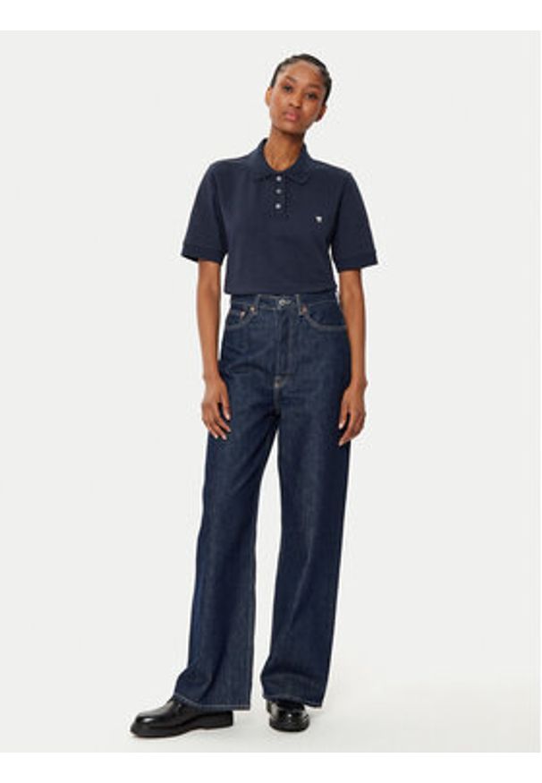 Weekend Max Mara Polo Scena 2515951011 Granatowy Regular Fit. Typ kołnierza: polo. Kolor: niebieski. Materiał: wiskoza, bawełna